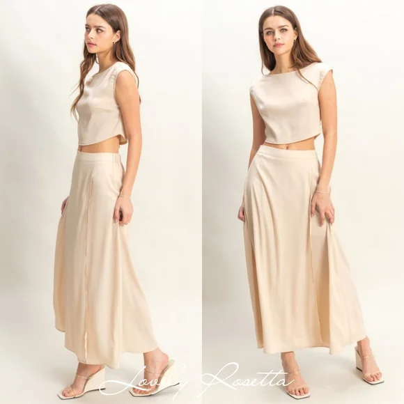 Black Two-Piece Top and Maxi Skirt Set - Picture 9 of 10